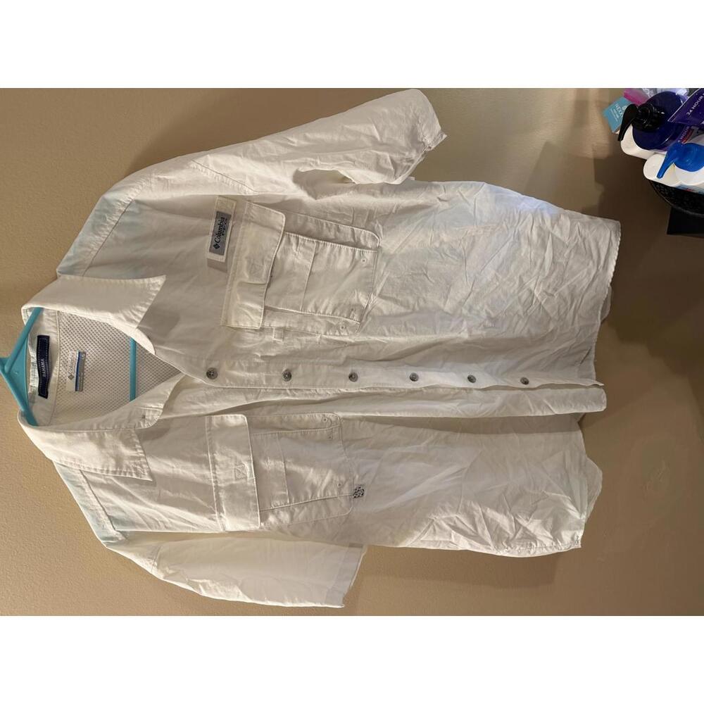 Columbia PFG White Short Sleeve Fishing Shirt